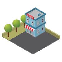 Isometric store building vector