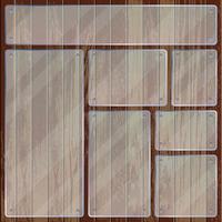 Rectangle and square transparent glass plates on wooden texture vector