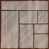 Rectangle and square transparent glass plates on wooden texture vector