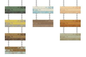 Different colored wooden boards with steel chains vector