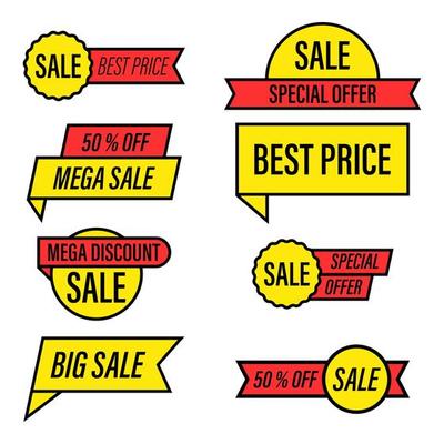 Yellow and red special offer sale tag set