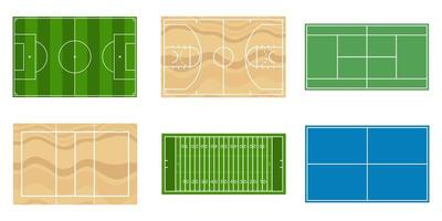 Sport fields set top view vector