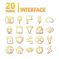conjunto de iconos de interfaz, tecnología digital y web vector