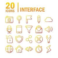 conjunto de iconos de interfaz, tecnología digital y web vector