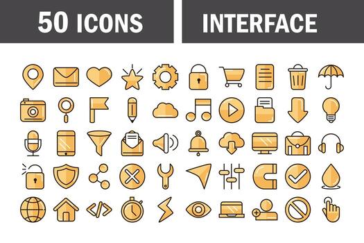 conjunto de iconos de interfaz, tecnología digital y web vector