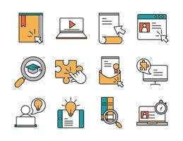 Online education icon set vector