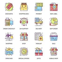 E-Commerce flat icons set vector