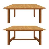 Realistic wooden textured table set vector