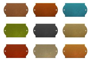 Set of colored leather labels vector