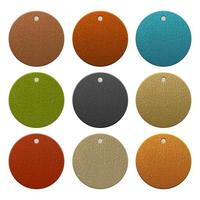 Set of circular colored leather labels vector