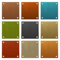 Set of square colored leather labels vector