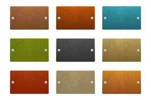 Set of rectangle colored leather labels vector