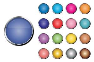 Realistic round colored buttons set vector