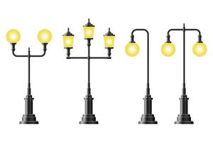 Set of realistic vintage street lamps vector