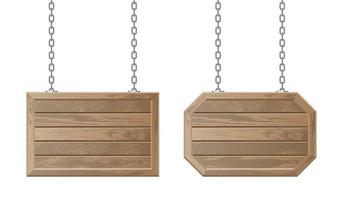 Set of wooden boards with chain vector