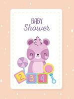 tarjeta de baby shower con lindo mapache vector