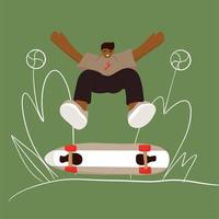 Stylish skater in jeans and sneakers vector