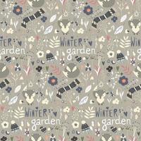 Seamless pattern with winter garden flowers vector