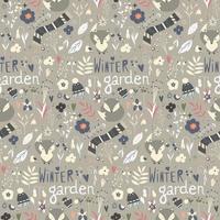 Seamless pattern with winter garden flowers vector