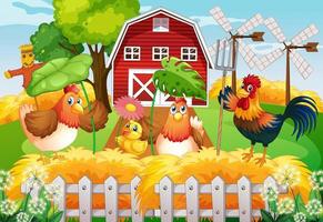 Farm theme background with farm animals vector