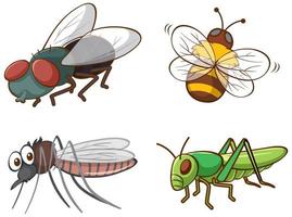 imagen aislada de diferentes insectos vector