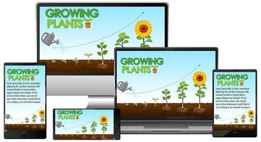 Glowing plants on computer screen vector