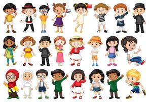 Large set of children doing different activities vector