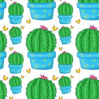 Seamless pattern tile cartoon with cactus vector