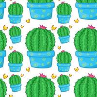 dibujos animados de azulejos de patrones sin fisuras con cactus vector