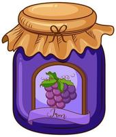 One jar of grape jam on white background vector