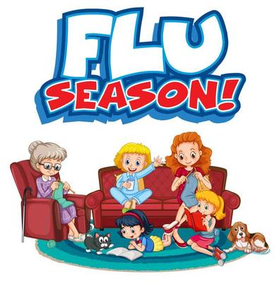 Flu season sign with family member