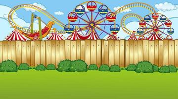 Amusement park fence scene vector