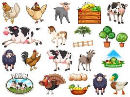 conjunto de animales de granja vector