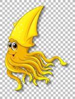 Cute Squid cartoon character on transparent background vector