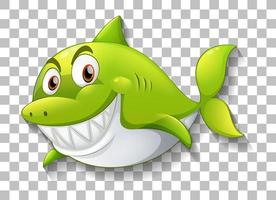 Shark smiling cartoon character on transparent background vector