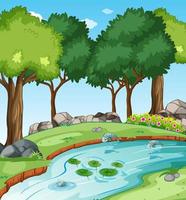 Stream in the forest scene with some fishes vector