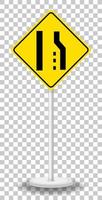 Yellow traffic warning sign on transparent background vector