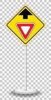 Señal de advertencia de tráfico amarillo sobre fondo transparente vector