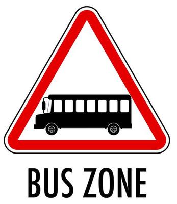 Bus zone sign isolated on white background