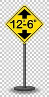 Yellow traffic warning sign on transparent background vector