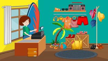 Summer beachwear interior store vector