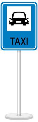 Taxi sign with stand isolated on transparent background