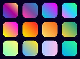 Vibrant gradient color rounded square set vector