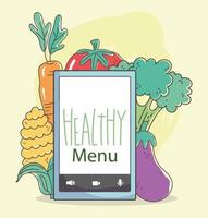 Healthy menu and fresh food e-commerce composition vector