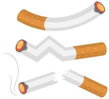 Lit cigarettes set vector