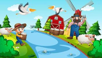 Farm nursery rhyme scene vector