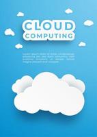 Paper art digital cloud computing technology design vector