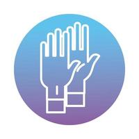 Hands with latex gloves block style icon vector