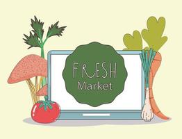 Healthy menu and fresh food e-commerce composition vector