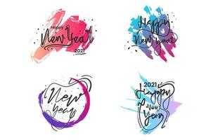 New Year 2021 Calligraphy with Colorful Brush Strokes vector